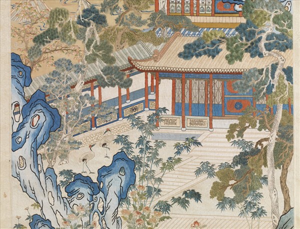 清孔憲培之妻于氏繡御製樂壽堂詩意圖　軸