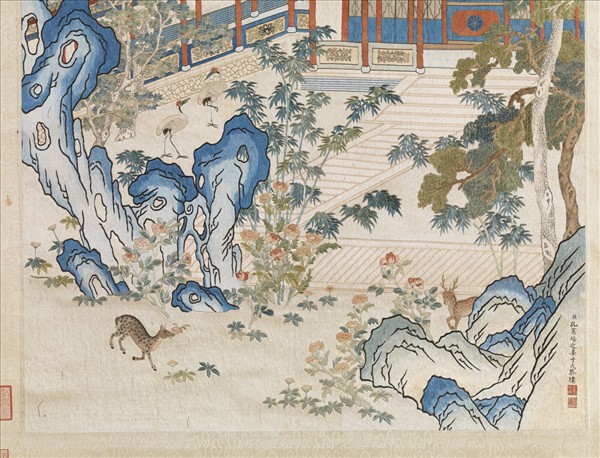 清孔憲培之妻于氏繡御製樂壽堂詩意圖　軸