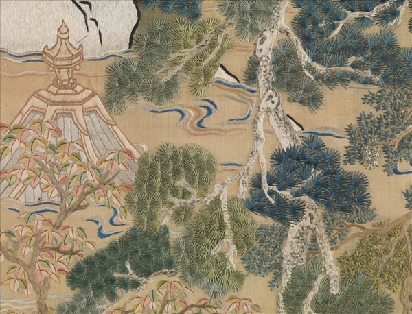 清孔憲培之妻于氏繡御製樂壽堂詩意圖　軸