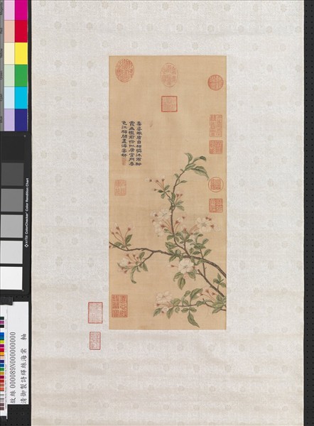 清御製詩緙絲海棠　軸