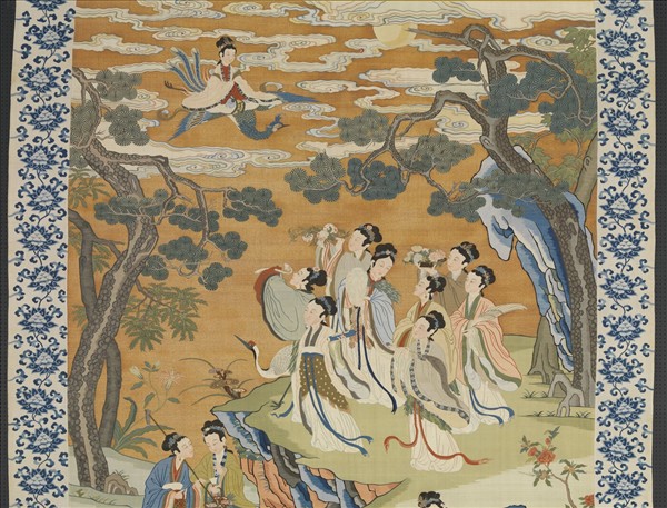 清緙絲仙姝獻瑞圖　軸