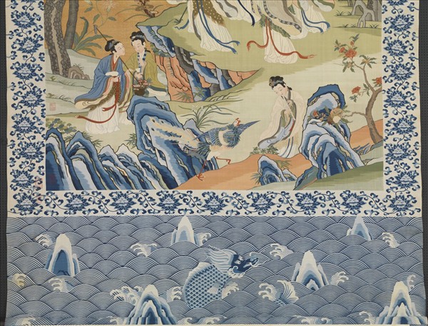 清緙絲仙姝獻瑞圖　軸