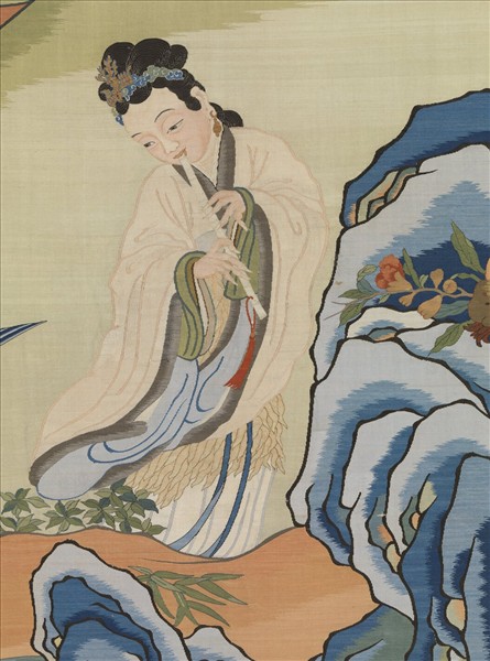 清緙絲仙姝獻瑞圖　軸