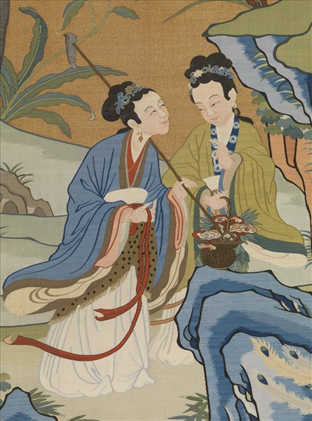 清緙絲仙姝獻瑞圖　軸