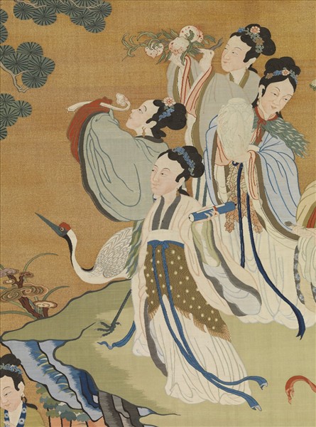 清緙絲仙姝獻瑞圖　軸
