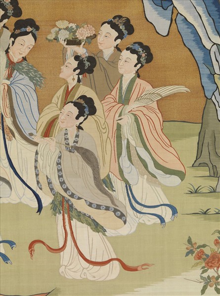 清緙絲仙姝獻瑞圖　軸