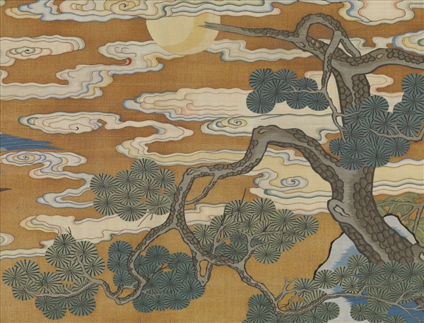 清緙絲仙姝獻瑞圖　軸