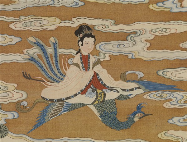 清緙絲仙姝獻瑞圖　軸