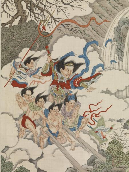 緙絲御題周文矩大禹治水圖　軸