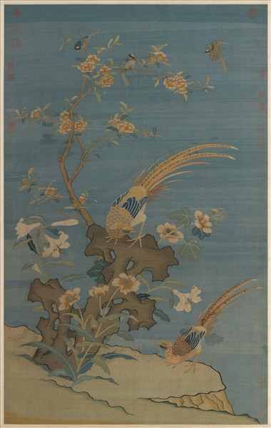 宋緙絲文石錦雞　軸