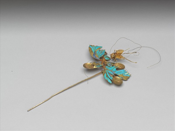 鍍金點翠昆蟲簪