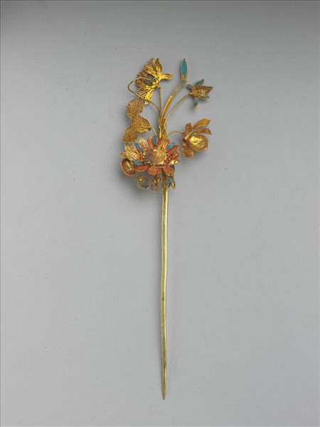 金纍絲點翠蓮花簪