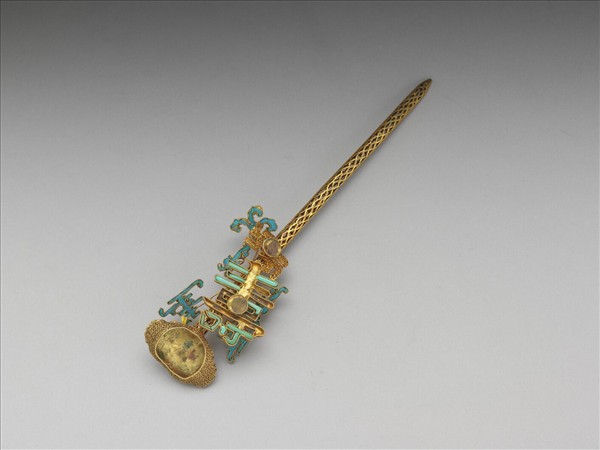 鍍金纍絲壽字簪