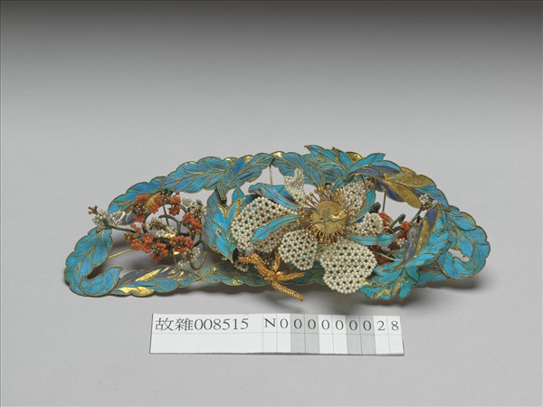 鍍金點翠嵌珠花卉鈿花