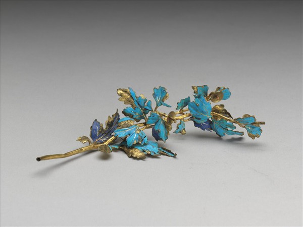 鍍金點翠花葉鈿花