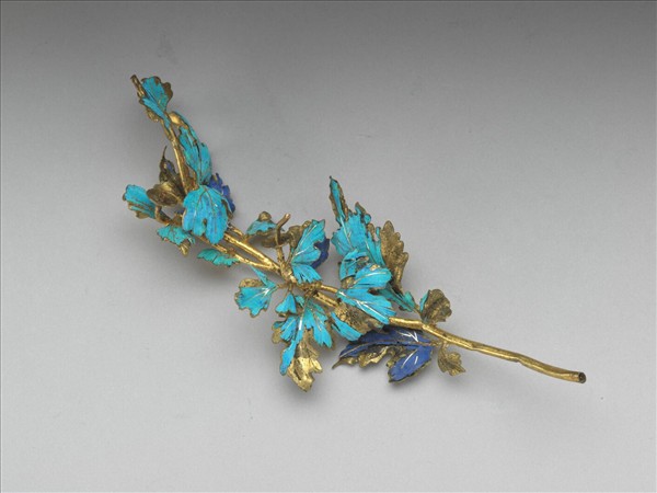 鍍金點翠花葉鈿花