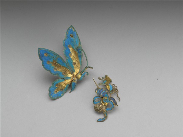 鍍金點翠蝴蝶簪