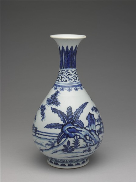 青花三友圖玉壺春瓶