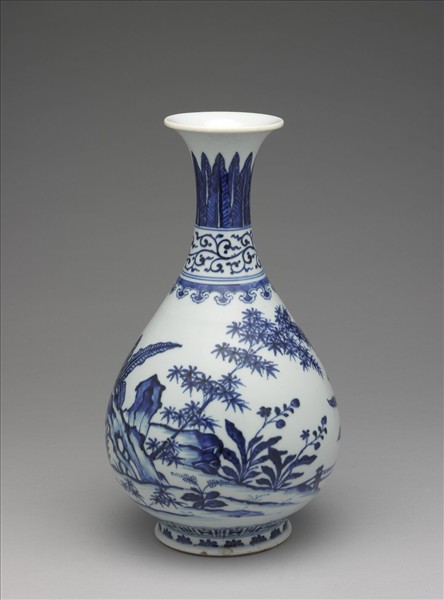 青花三友圖玉壺春瓶