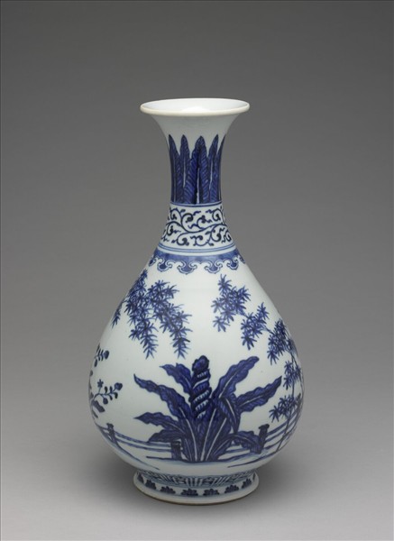 青花三友圖玉壺春瓶