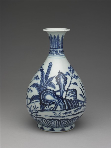 青花三友圖玉壺春瓶