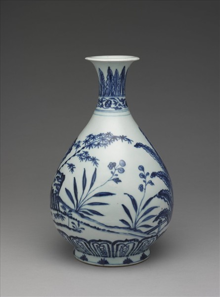 青花三友圖玉壺春瓶