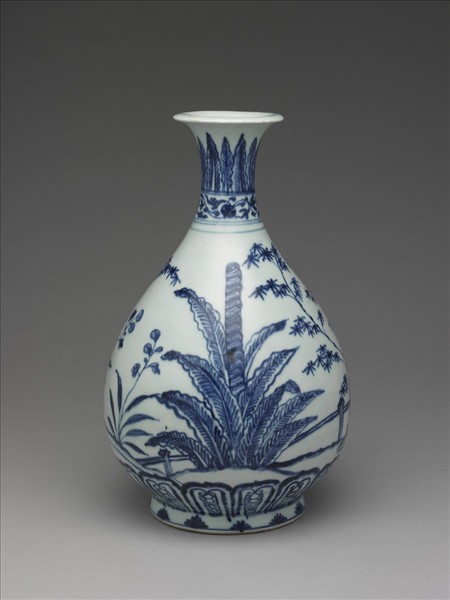 青花三友圖玉壺春瓶