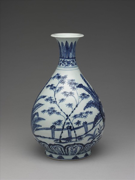 青花三友圖玉壺春瓶