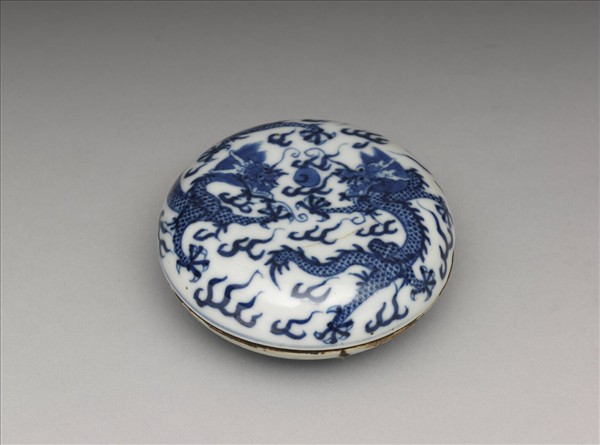 青花龍紋印泥盒