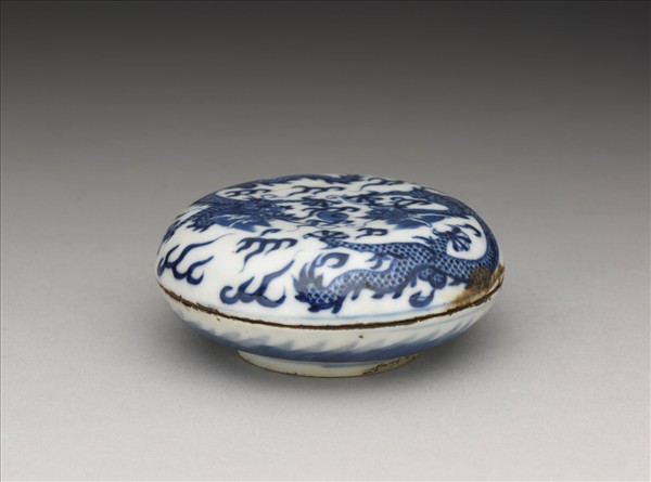 青花龍紋印泥盒