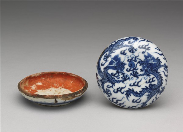 青花龍紋印泥盒