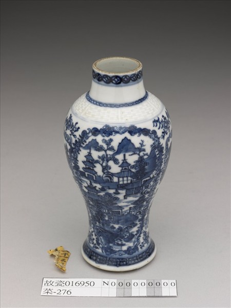 青花山水圖梅瓶