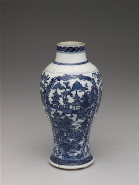青花山水圖梅瓶