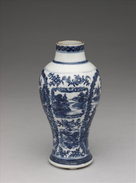 青花山水圖梅瓶