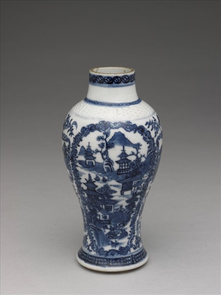 青花山水圖梅瓶