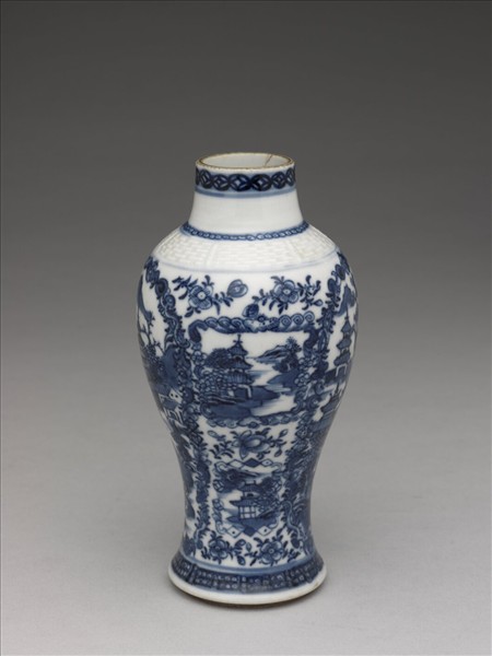 青花山水圖梅瓶
