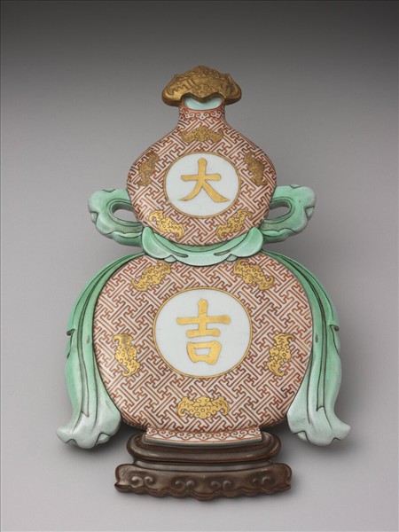 粉彩福壽大吉紋葫蘆式掛屏