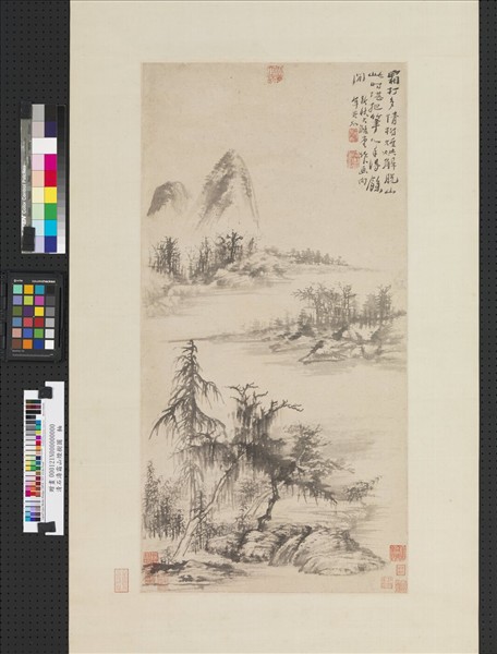 清石濤霜山煙樹圖　軸