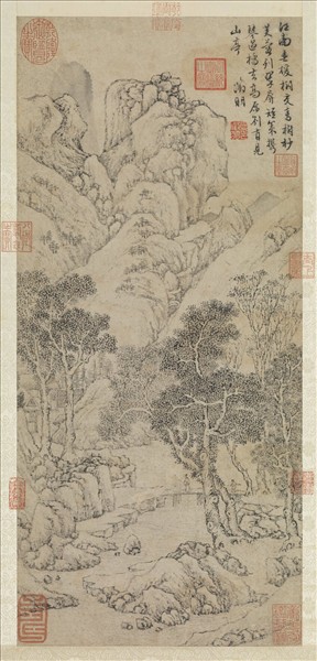 明文徵明春林策杖　軸