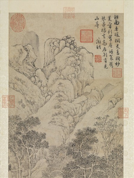 明文徵明春林策杖　軸