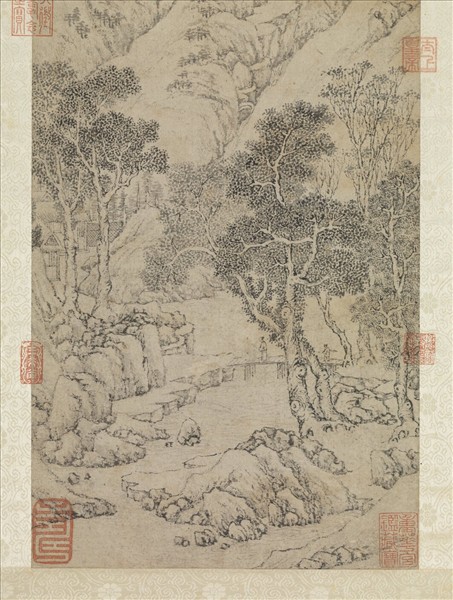 明文徵明春林策杖　軸