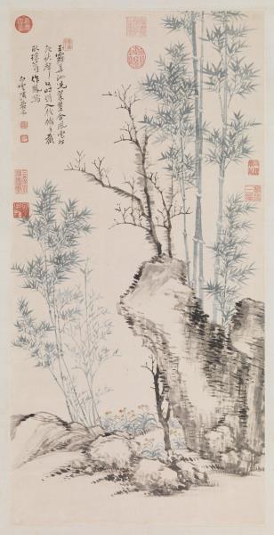 清惲壽平竹石枯槎圖　軸