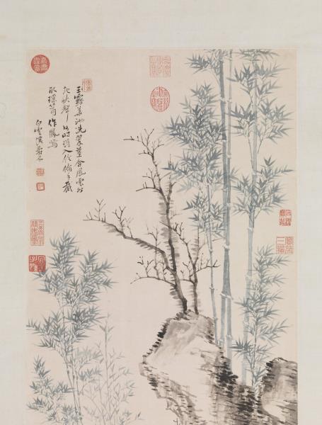 清惲壽平竹石枯槎圖　軸