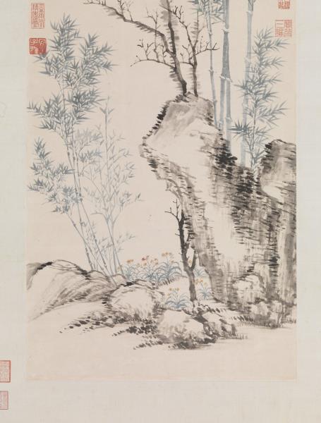 清惲壽平竹石枯槎圖　軸