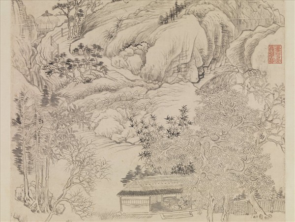 清惲壽平林居高士圖　軸