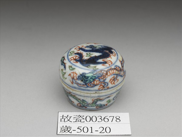 青花加彩龍紋盒