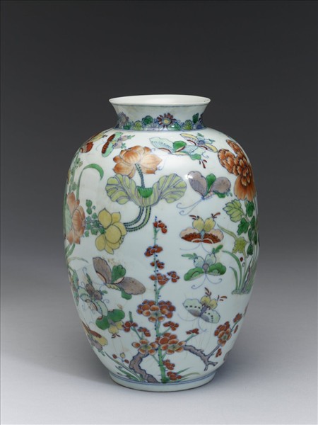 鬥彩花蝶紋燈籠式瓶