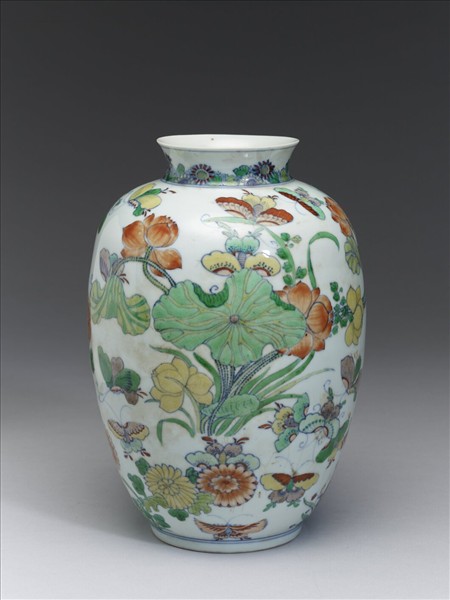 鬥彩花蝶紋燈籠式瓶