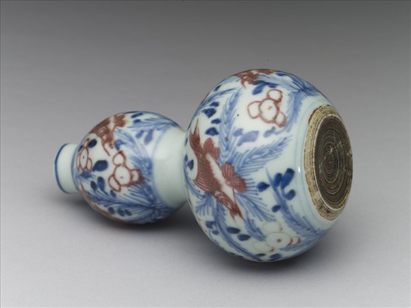 青花釉裡紅魚藻紋葫蘆瓶