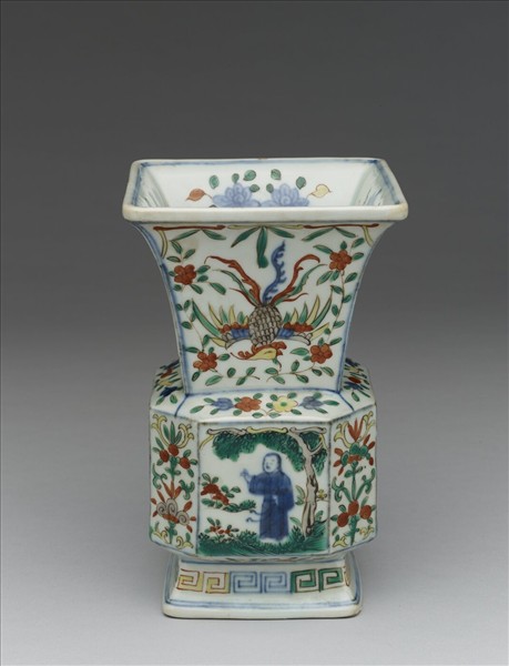 青花五彩龍鳳人物紋尊